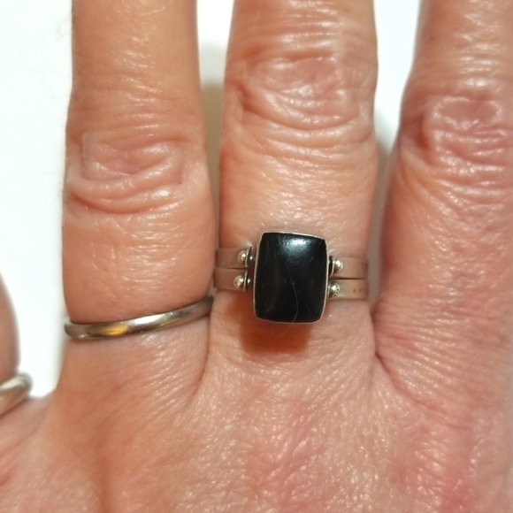 VTG FLIP RING Angel Skin Coral Onyx Sterling - Picture 2 of 5